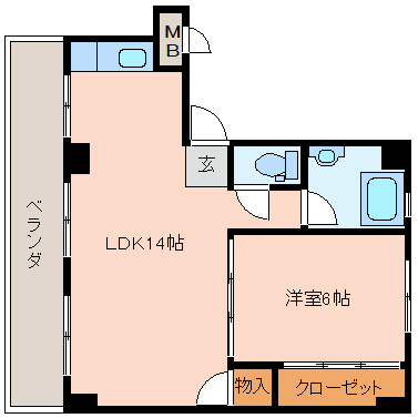 旭ヶ丘コーポラス西棟 間取り