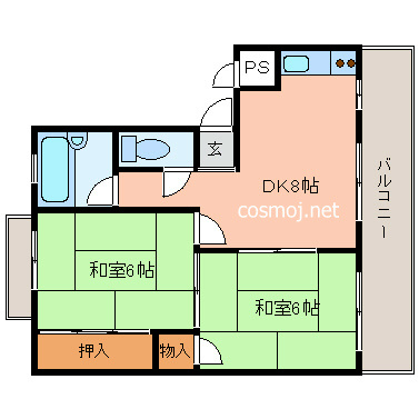 旭ヶ丘コーポラス西棟 間取り